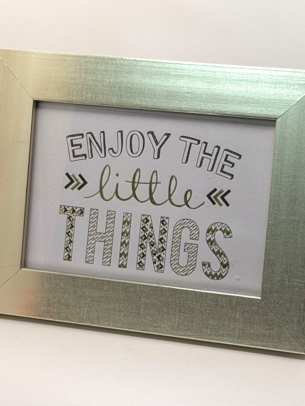 Framed God Tone Home Decor Sign Enjoy the Little Things 7" h x 9" w